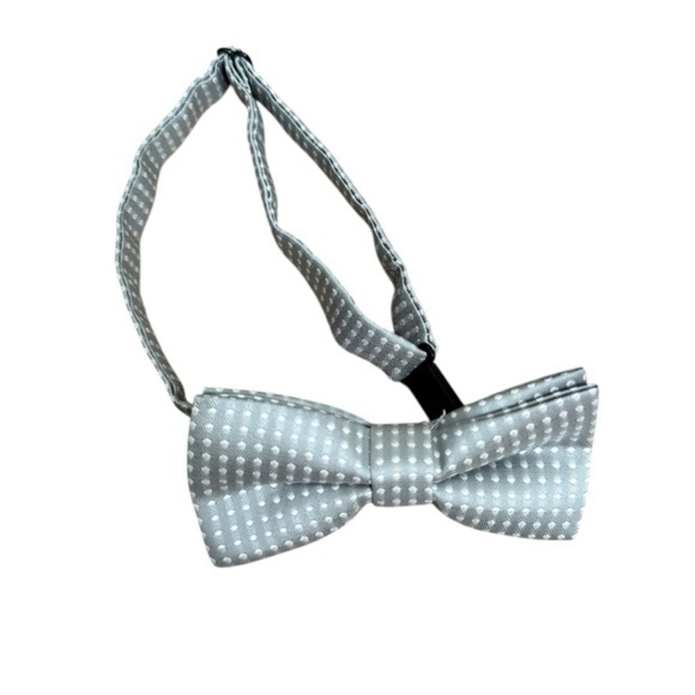 Charming Silver Polka Dot Kids Bow Tie